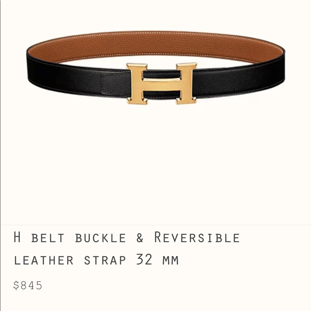 Hermes H belt 85cm Reversible Gold/Nior